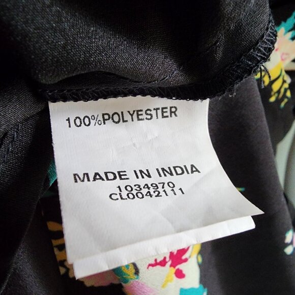 Eshakti Dress Womens Plus Size 1X/18W Black Yellow Floral Wrap Sleeveless Cute - Picture 7 of 7